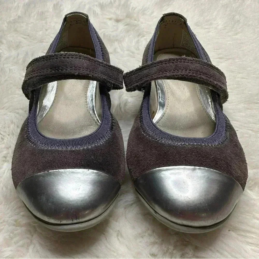 Clarks Ballet Flats Purple Silver Velvety Toddler Size 8